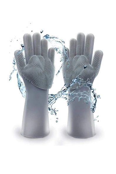 Tilbe Home 2'li Sihirli Silikon Bulaşık Yıkama Eldiveni Tencere Tava Ovma Lavabo Mutfak Fırın Temizlik Iş Eldiven - 5