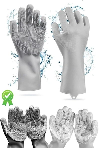 Tilbe Home 2'li Sihirli Silikon Bulaşık Yıkama Eldiveni Tencere Tava Ovma Lavabo Mutfak Fırın Temizlik Iş Eldiven - 2