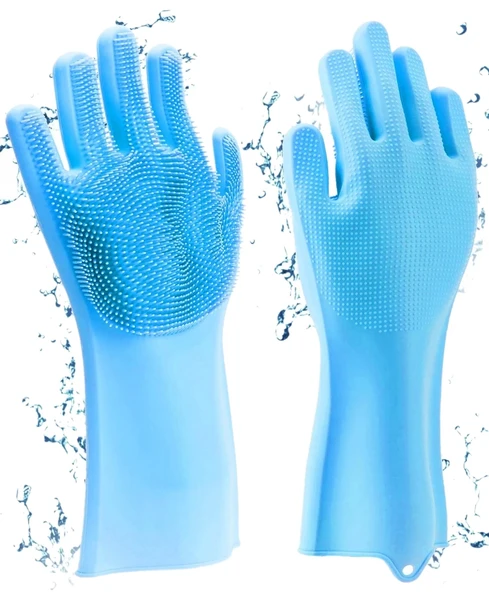 Tilbe Home 2'li Sihirli Silikon Bulaşık Araç Yıkama Evcil Hayvan Yıkama Eldiveni Mutfak Ev Magic Temizlik Eldiveni - 5