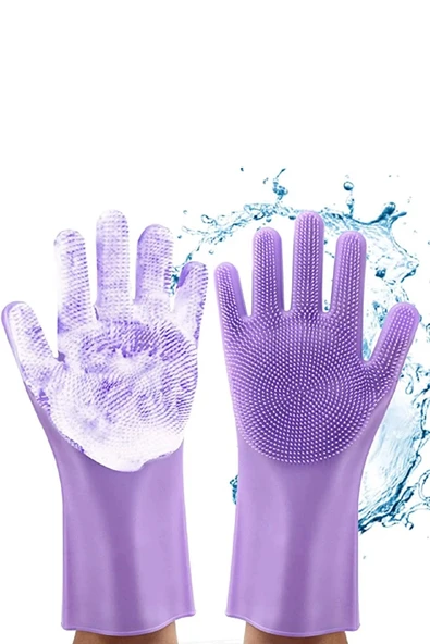 Tilbe Home 2'li Sihirli Silikon Bulaşık Yıkama Eldiveni Tencere Tava Ovma Lavabo Mutfak Fırın Temizlik Iş Eldiven - 3