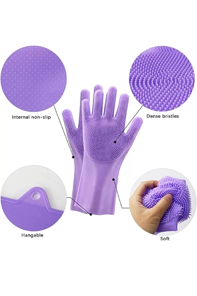 Tilbe Home 2'li Sihirli Silikon Bulaşık Yıkama Eldiveni Tencere Tava Ovma Lavabo Mutfak Fırın Temizlik Iş Eldiven - 2