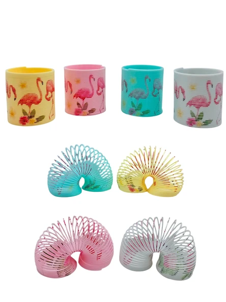 Flamingo Desenli Renkli Stres Yayı Oyuncak Stres Yayı - 5 cm çapında - 1 Adet