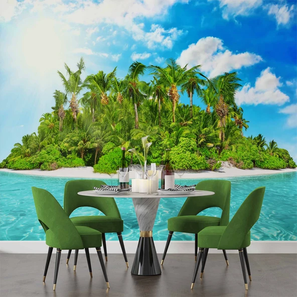 Tropikal Ada Manzaralı Duvar Kağıdı - Resim 5