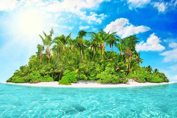 Tropikal Ada Manzaralı Duvar Kağıdı - Resim 7