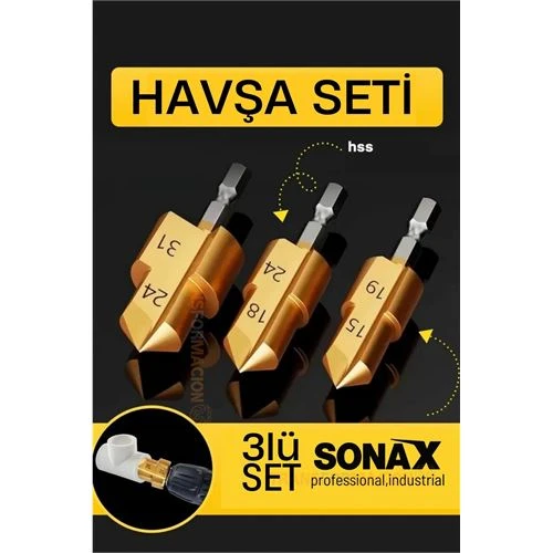 Plastik Boru Kalemtraş Kademeli Boru Açma Pvc Pprc Boru Tamir Delme Genişletme Onarımı İçin 3lü Havşa Seti ürün görseli