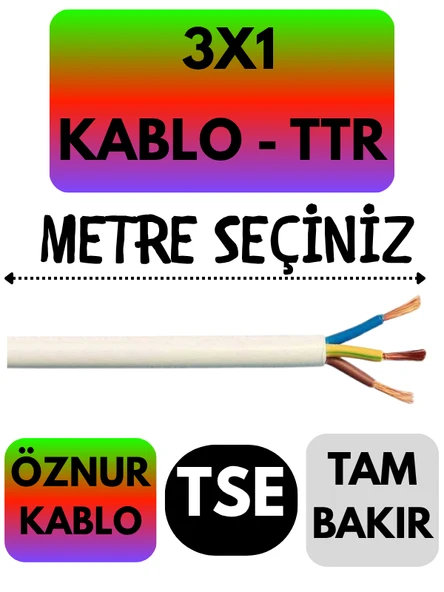Öznur 3X1 TTR Kablo (Beyaz) Metre Seçenekli
