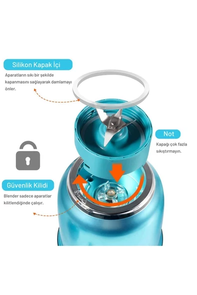 Yui Kişisel Blender Seti - M18 (450 ml Kulplu Cam Hazne, 600 ml Smoothie Bardağı, 180 ml Kahve Öğütücü) - 6