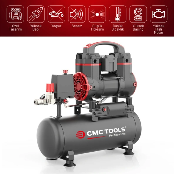 8 Litre Sessiz Yağsız Hava Kompresörü 1.2 Hp - 2