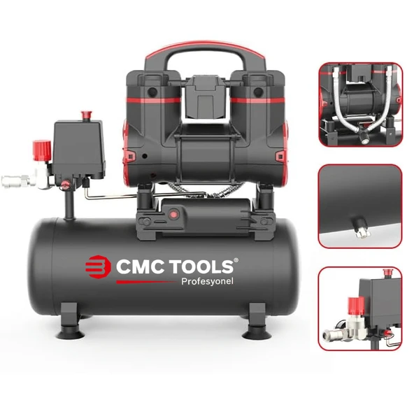 8 Litre Sessiz Yağsız Hava Kompresörü 1.2 Hp - 6