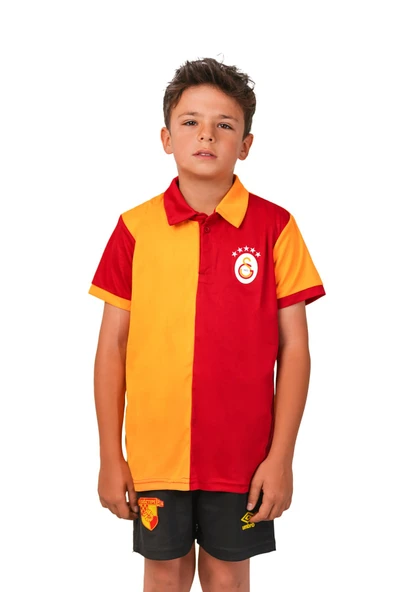 Galatasaray Lisanslı 5 Yıldız Polo Yaka Çocuk Forma T-Shirt