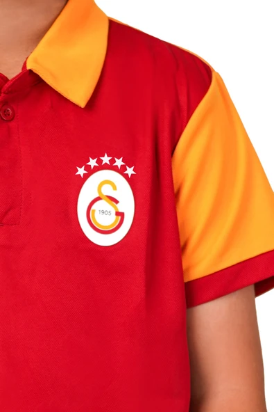 Galatasaray Lisanslı 5 Yıldız Polo Yaka Çocuk Forma T-Shirt - 3