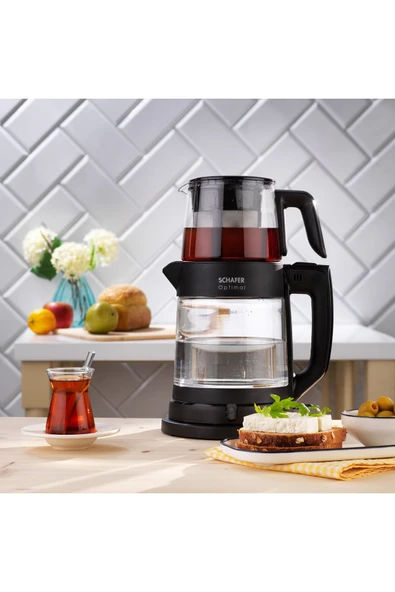 Optimal Elektrikli Cam Çay Makinesi-siyah