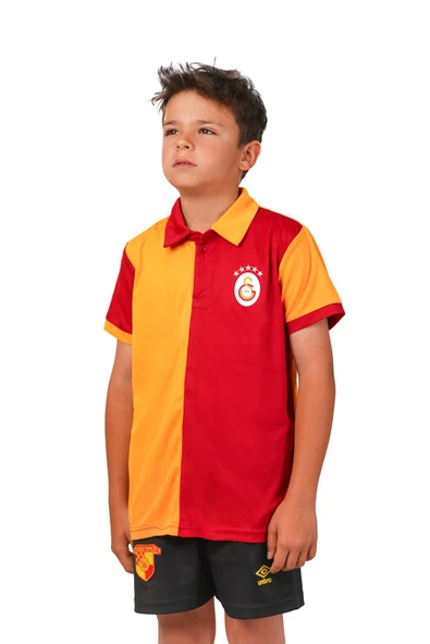 Galatasaray Lisanslı 5 Yıldız Polo Yaka Çocuk Forma T-Shirt - 2