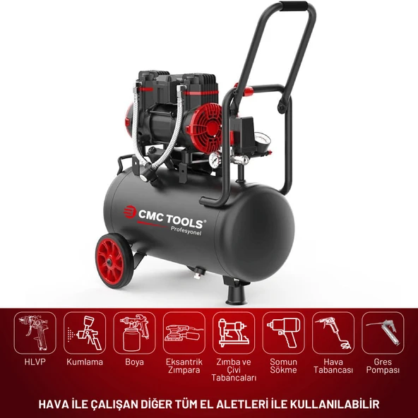 24 Litre Sessiz Yağsız Hava Kompresörü 2 Hp - 3