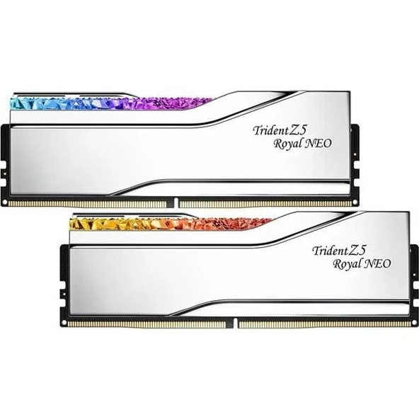 GSKILL 32GB (2X 16GB) DDR5 6000MHZ CL28 RGB DUAL KIT PC RAM TRIDENT Z5 ROYAL SILVER F5-6000J2836G16GX2-TR5NS - 1