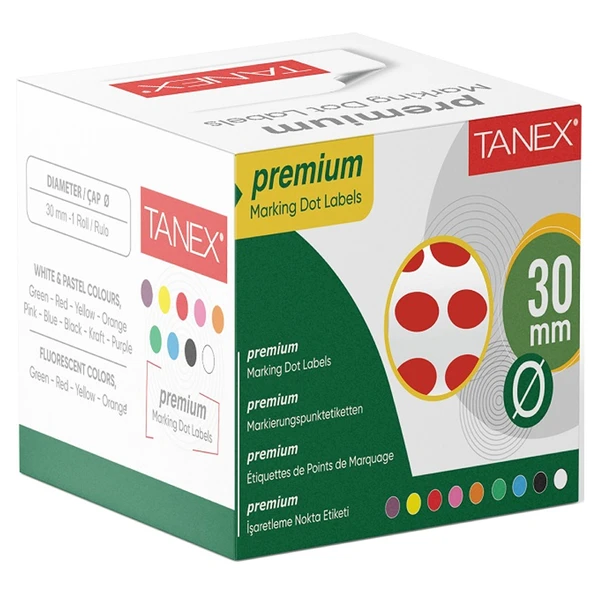 Tanex Nokta Etiketi Kırmızı 30 MM 2000 Adet