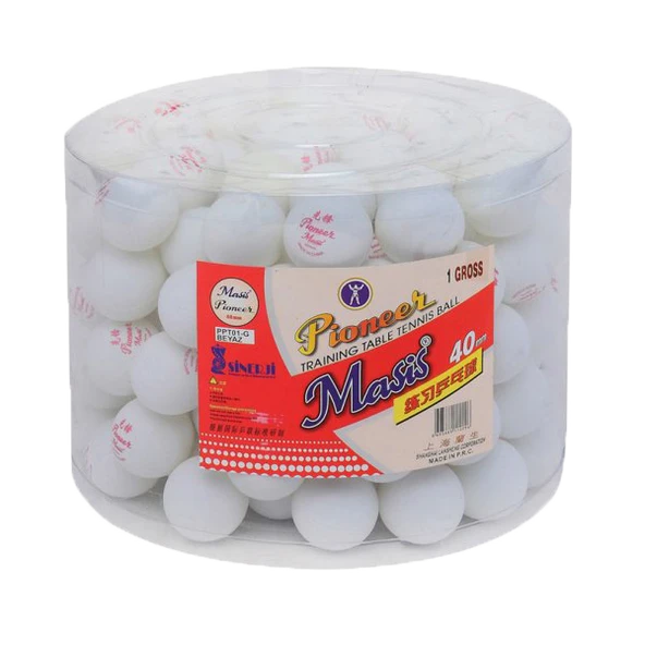 Masis Pin Pon Topu Pioneer 40 MM Beyaz (144 lü kutu) PPT01-G