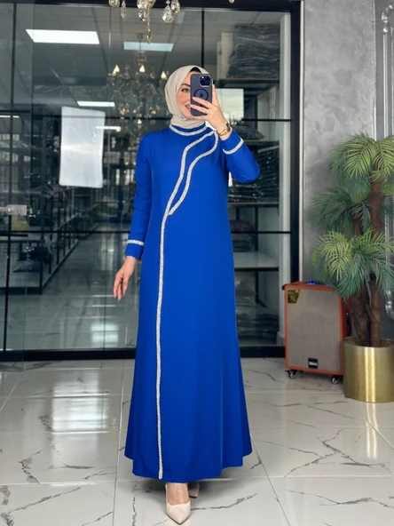 Alina Elbise-Saks mavi Saks Mavisi - 2