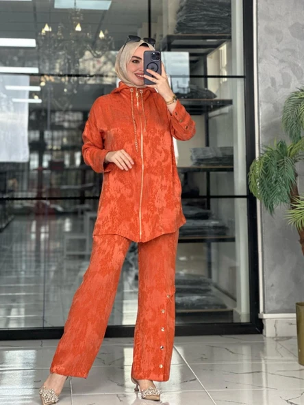 Asude Takım-Turuncu Turuncu - Resim 3