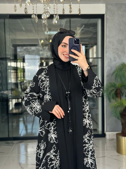 Karmen 2li Abaya-Siyah Siyah - 5