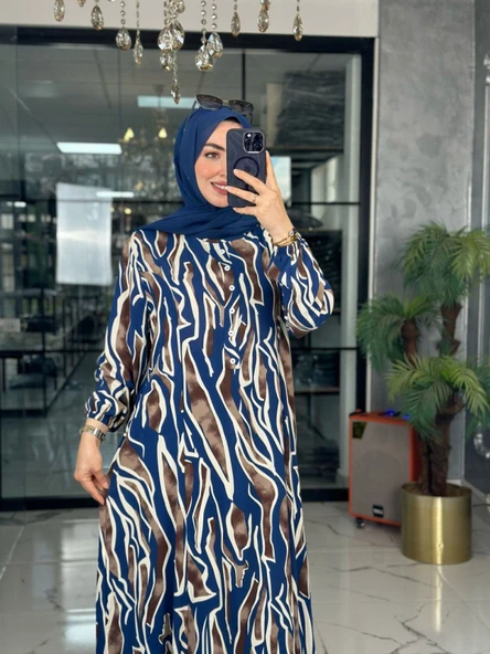 Açelya Elbise-İndigo mavi indigo - 3