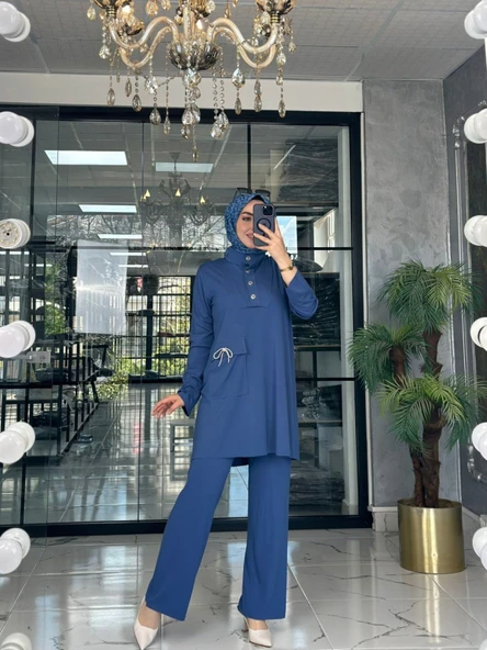 Kübra Takım-İndigo mavi indigo - 2