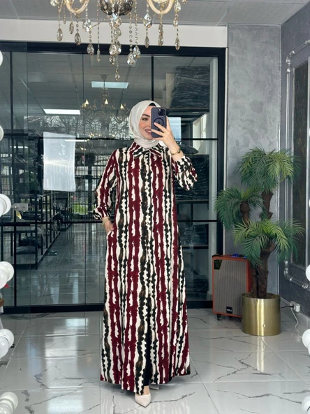 Lenna Uzun Gömlek-Bordo Bordo - 3