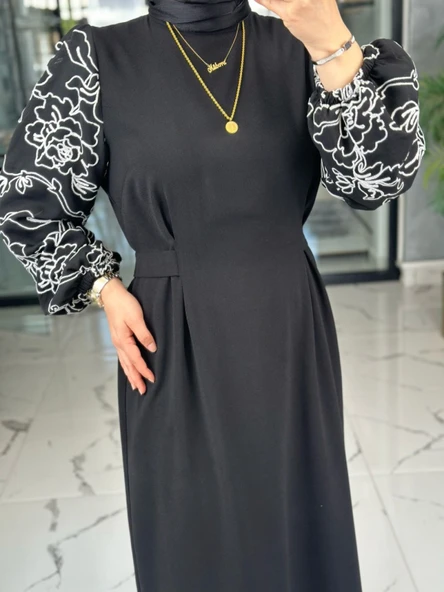 Hanne Elbise-Siyah Siyah - Resim 3