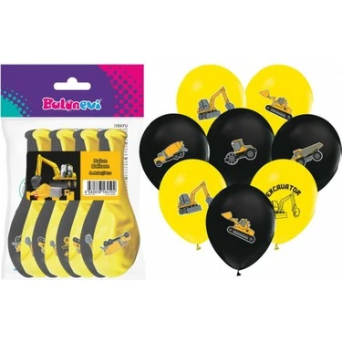 Balonevi Balon 4+1 İnşaat Baskılı 12" 8 Li