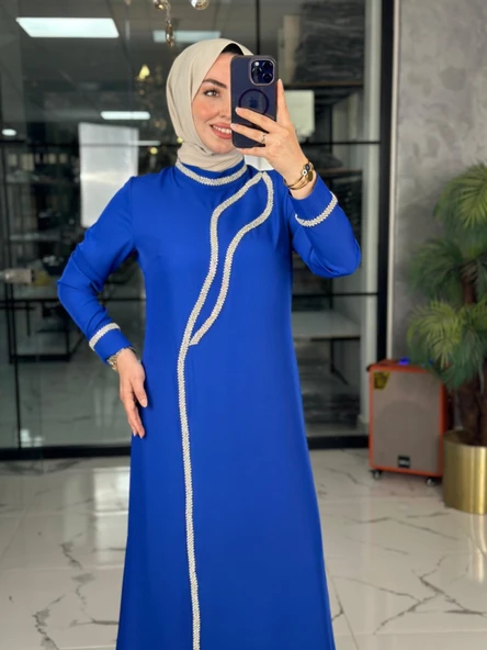 Alina Elbise-Saks mavi Saks Mavisi - 3