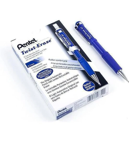 Pentel Versatil Kalem Twıst Metal Klipsli Büyük Boy Silgili 0.5 MM QE515-CX
