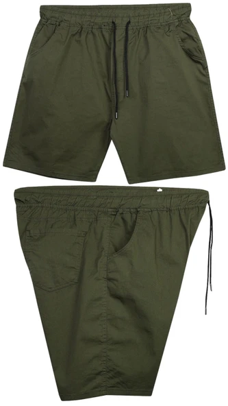 Likralı Büyük Beden 120 - 157 Kilo Arası İçin Uygun Bedenli Erkek Bağcıklı Gabardin Şort - 8