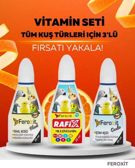 Vitamin Seti - Tüm Kuş Türleri Için 3 'lü Vitamin Seti -Kısa sürede ETKİLİ
