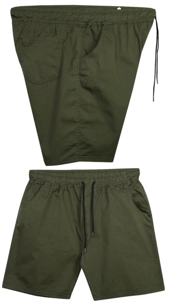 Likralı Büyük Beden 120 - 157 Kilo Arası İçin Uygun Bedenli Erkek Bağcıklı Gabardin Şort - 4