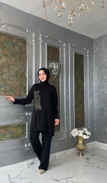Hilal Pantolon Takım-Siyah Siyah - Resim 4