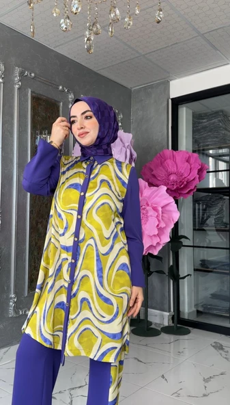 Nihal Pantolon Takım-Mor Mor - Resim 2