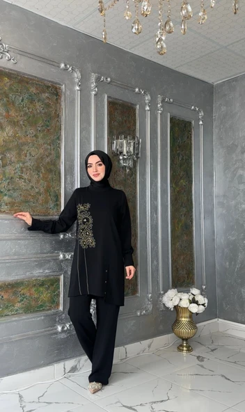 Hilal Pantolon Takım-Siyah Siyah - Resim 3