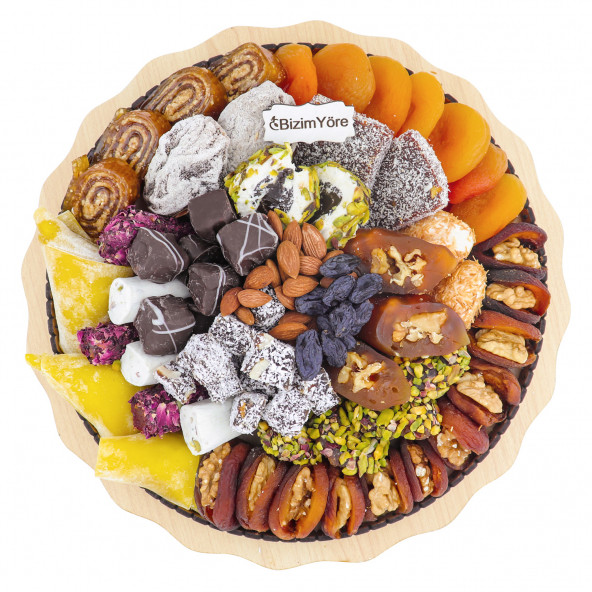 ''Geçmiş Olsun'' Hediyelik Kuru Meyve Kayısı Lokum Şekerleme Tepsisi 1,5 kg No 6