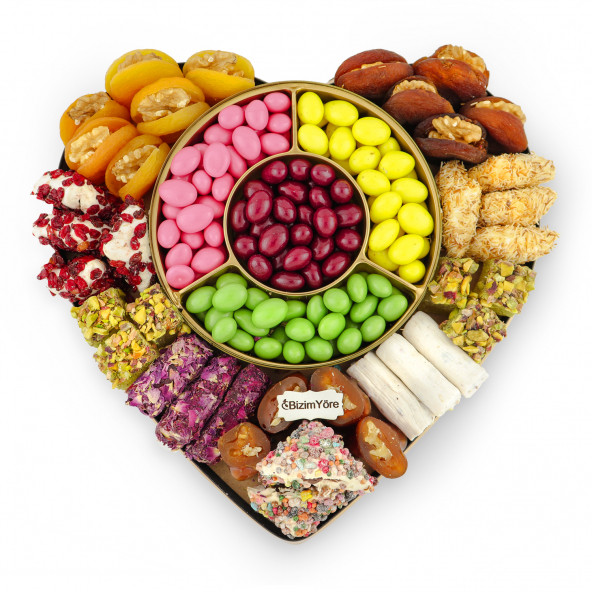 ''Gönül Alan'' Hediyelik Çikolata Lokum Draje Kuru Meyve Kayısı Tabağı 1,3 Kg