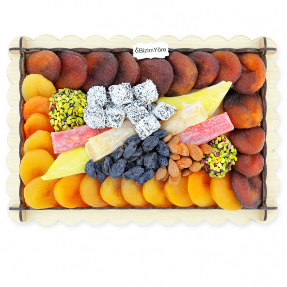 ''Lezzet Köşesi'' Hediyelik Çikolata Lokum Kayısı Tepsisi Tabağı Paketi 0,95 kg No 18