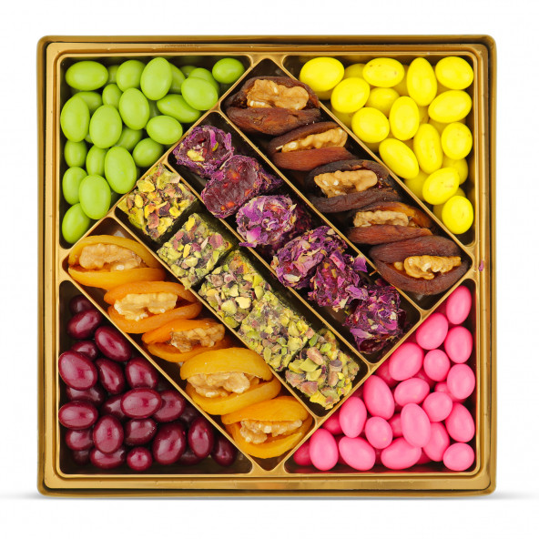 "Elit" Hediyelik Çikolata Lokum Kuru Meyve Şekerleme Kutusu Lüx 0,75 kg No 30