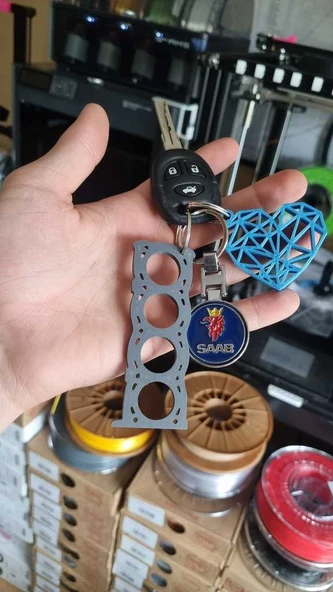 Byr Saab B205 Motor Bloğu Kolye Anahtar Yüzük (Sadece Plastik Aparattır!!!) 3D - 1