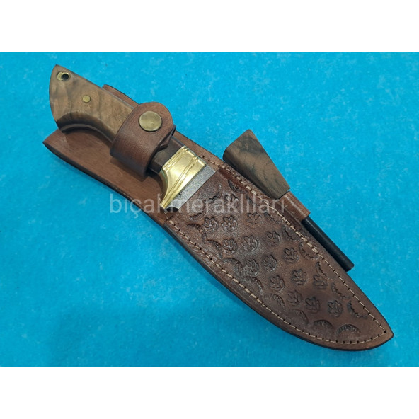 El İşçiliği N690 Çelik Av Bıçağı Kök Ceviz Sap 27cm Toplam Uzunluk - 2