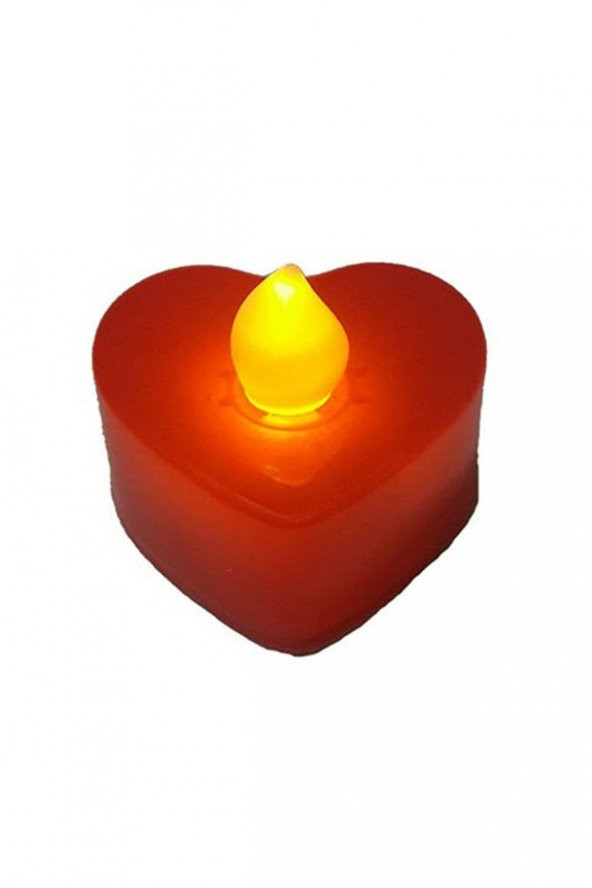 24 lü Saat Pilli Kalp Tealight Kırmızı Mum - 3