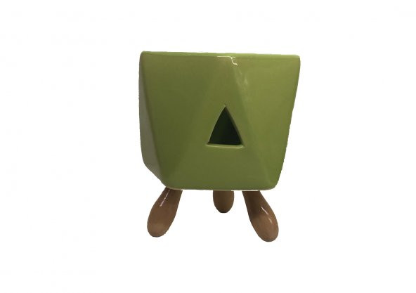 Bambu Ayaklı Yeşil Seramik Buhurdanlık & Özel Üretim Sandal Yağı Setli - 2