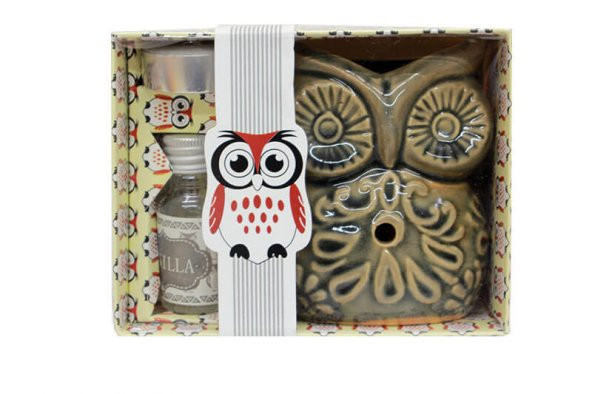 Baykuş Temalı Yeşil Seramik Buhurdanlık & Özel Üretim Zambak Yağı Setli - 2