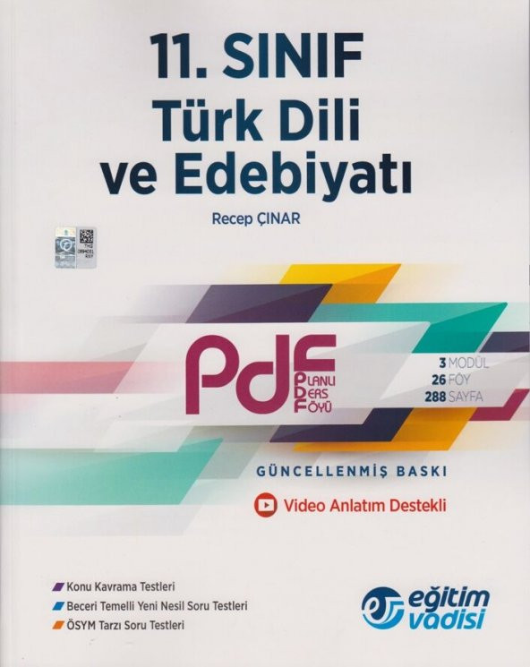 Eğitim Vadisi Yayınları 11. Sınıf Türk Dili ve Edebiyatı Güncel PDF Planlı Ders Föyü