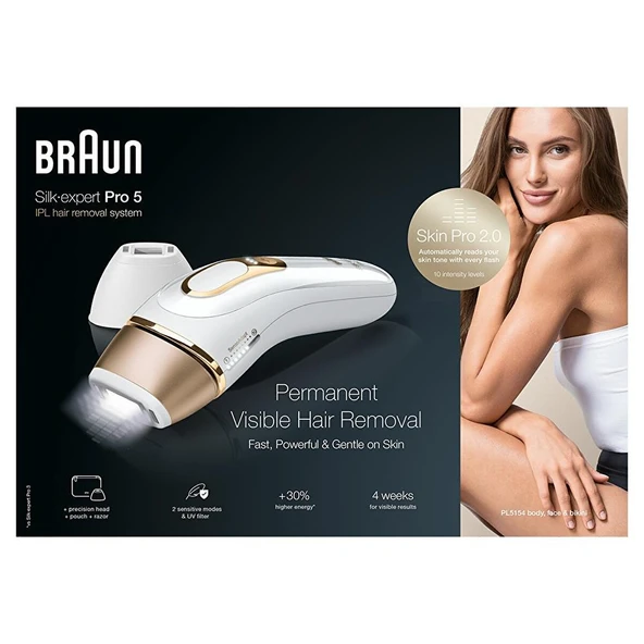 Braun Silk Expert Pro 5 PL5154 400.000 Atımlı 2 Başlıklı Yeni Nesil IPL + Tasarım Çanta - 3