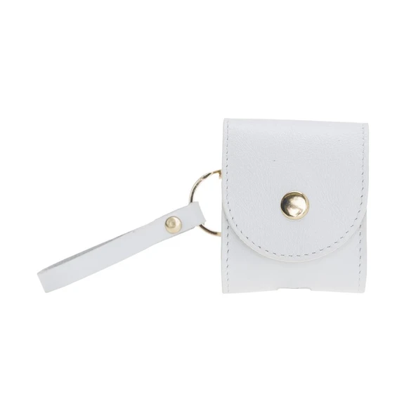 Apple AirPods 2.nesil Uyumlu Deri Kılıf Mai Snap F3 Beyaz - 2