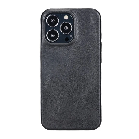 Apple iPhone 13 Pro Uyumlu Deri Arka Kapak ROCK RST1 Siyah - 2